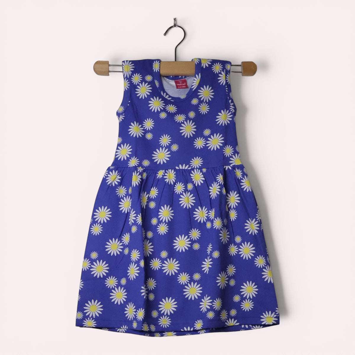 Indigo Blue soft cotton baby frock with daisy floral print