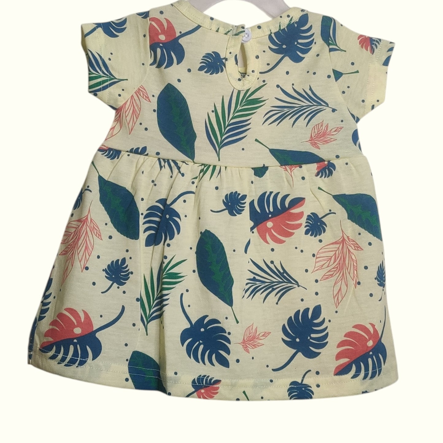 Lime cotton baby frock back with button closure