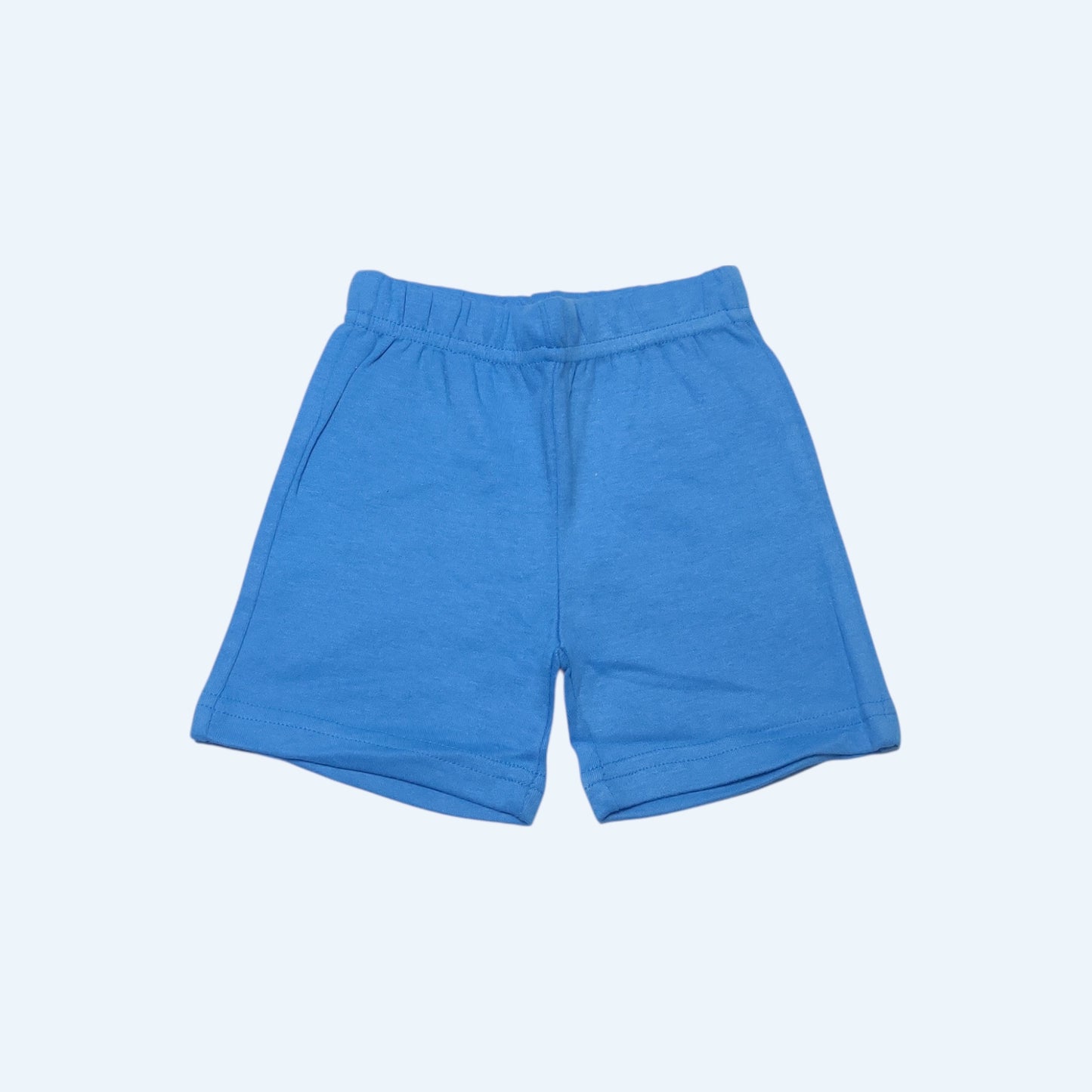 Blue cotton baby girl shorts front view