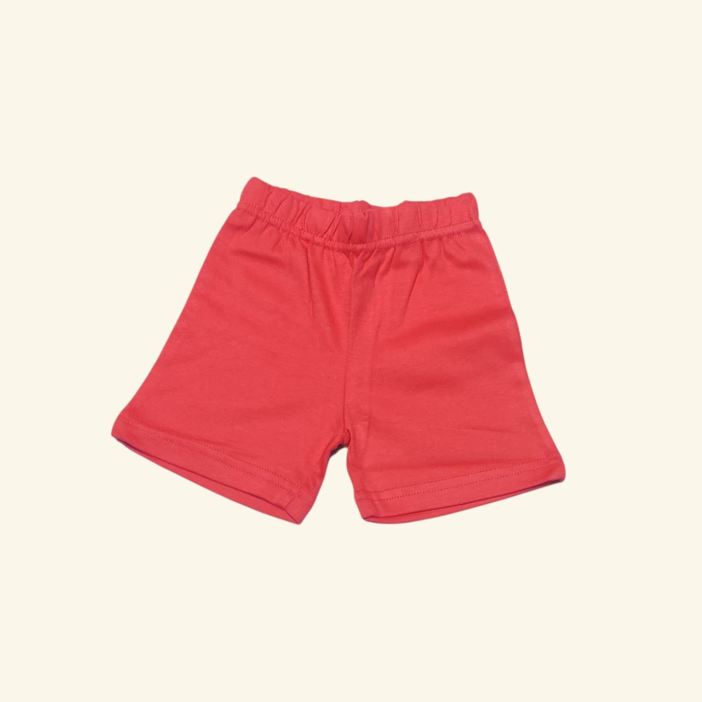 Cherry red cotton baby girl shorts front view