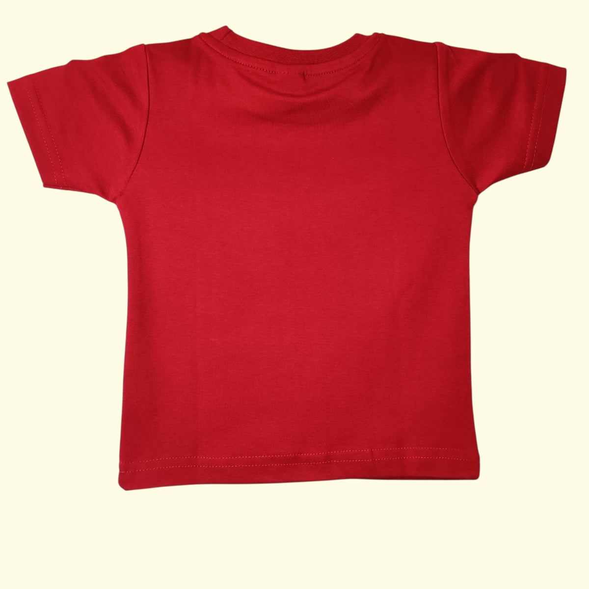 Back view of red baby t-shirt