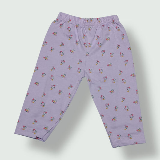 Pastel orchid baby pant with multicolor floral printed design front view