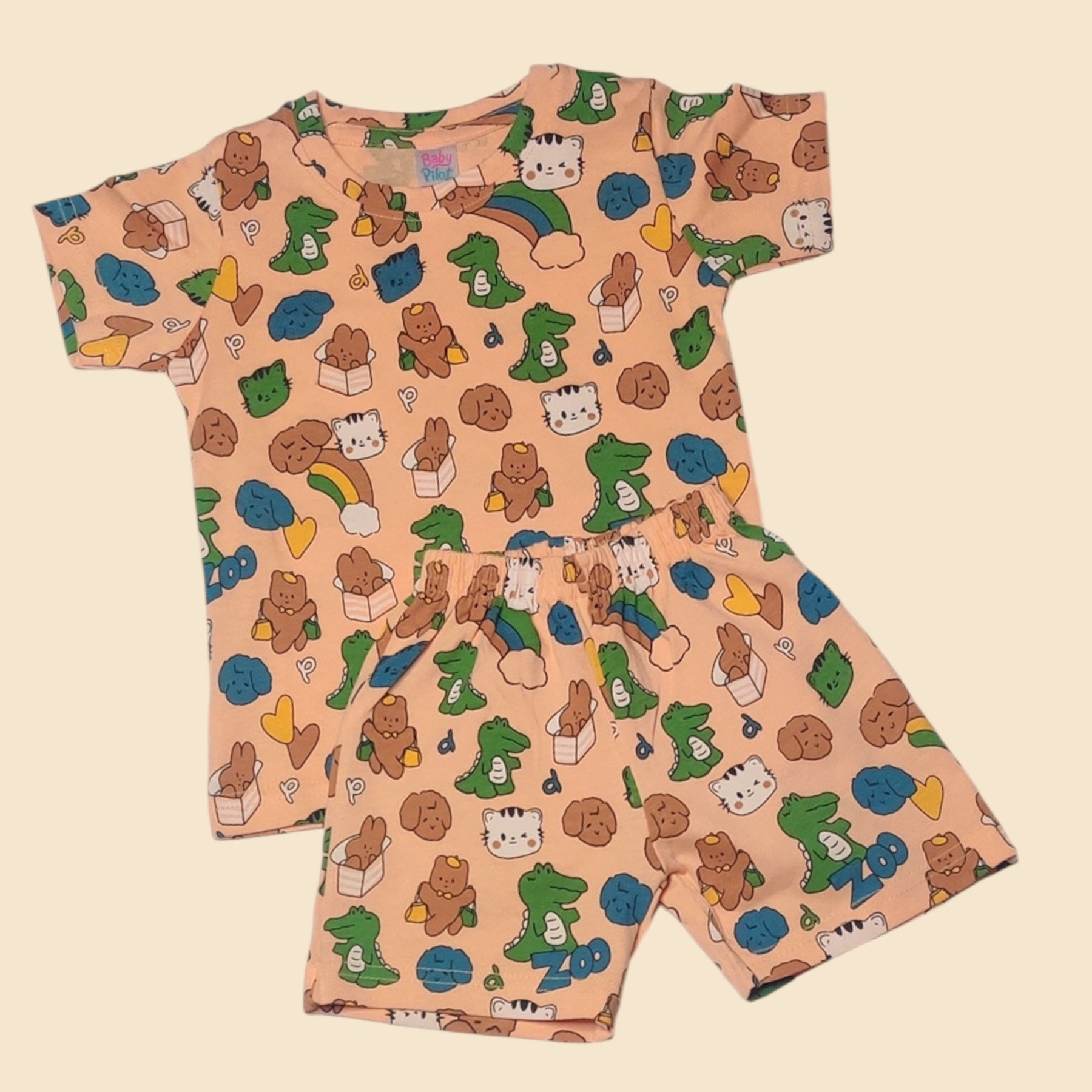 Peach Animal Printed Clothing Set