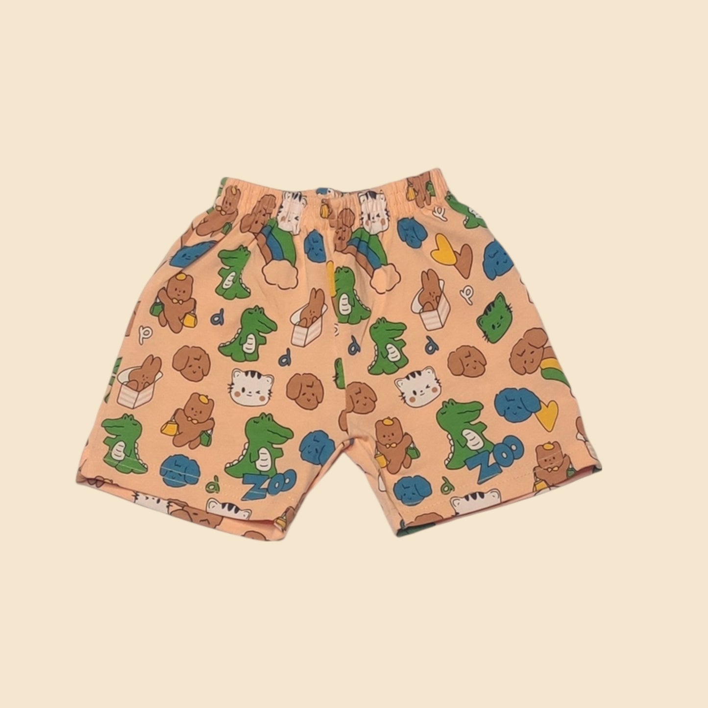 Peach Animal Printed Shorts