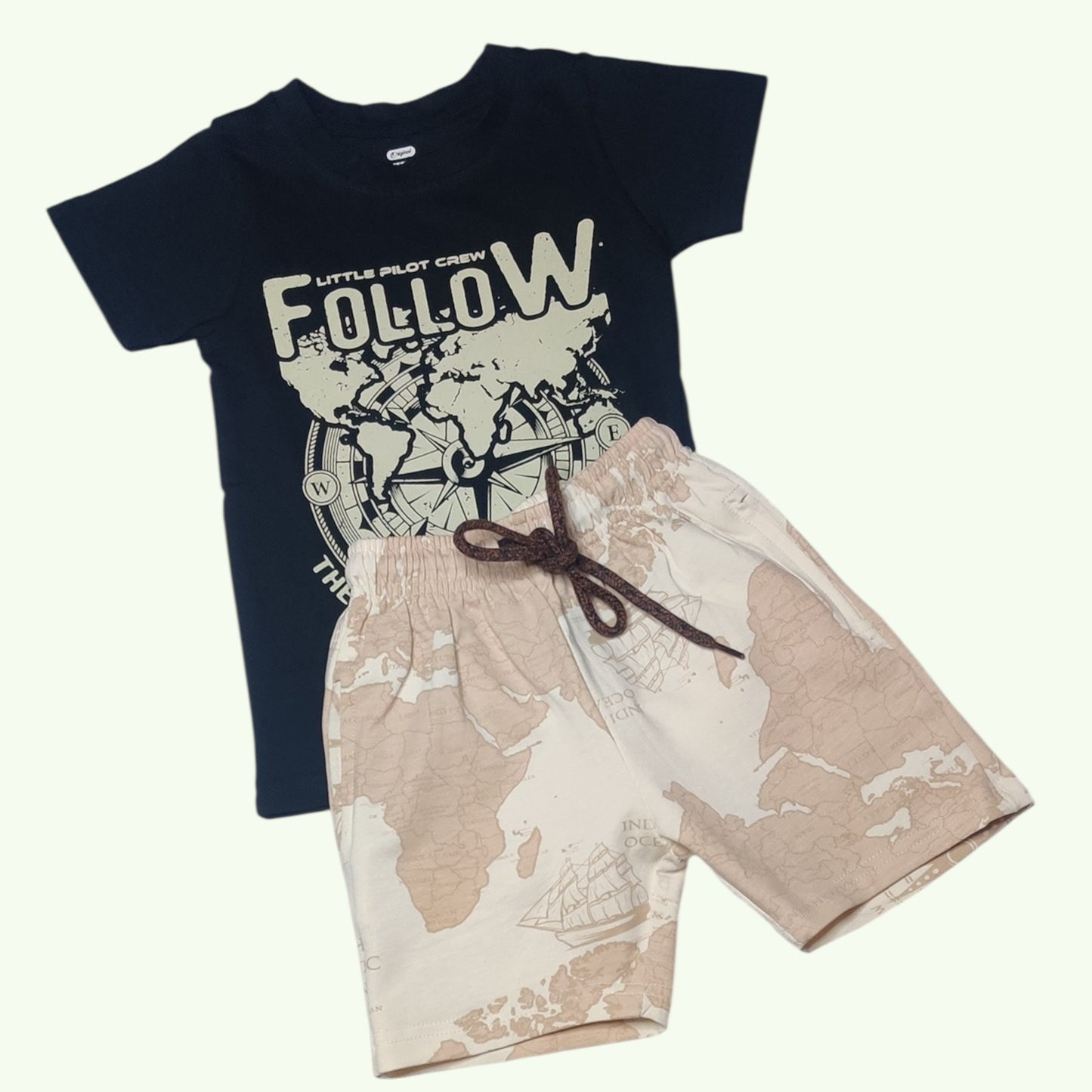 Baby boys’ explorer theme cotton co-ord set with map shorts