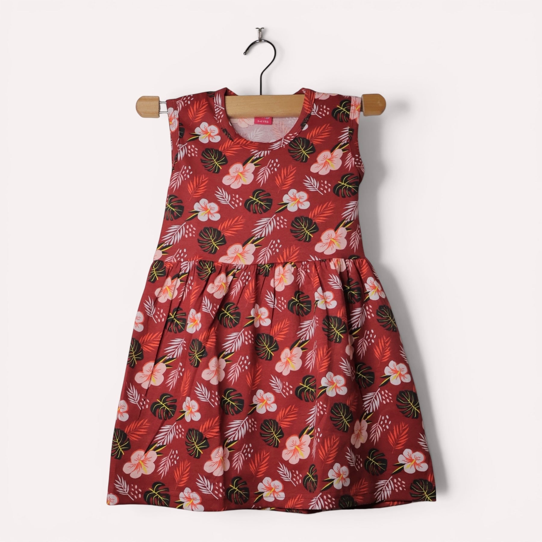 Brick Blossom soft cotton baby frock with tropical floral print