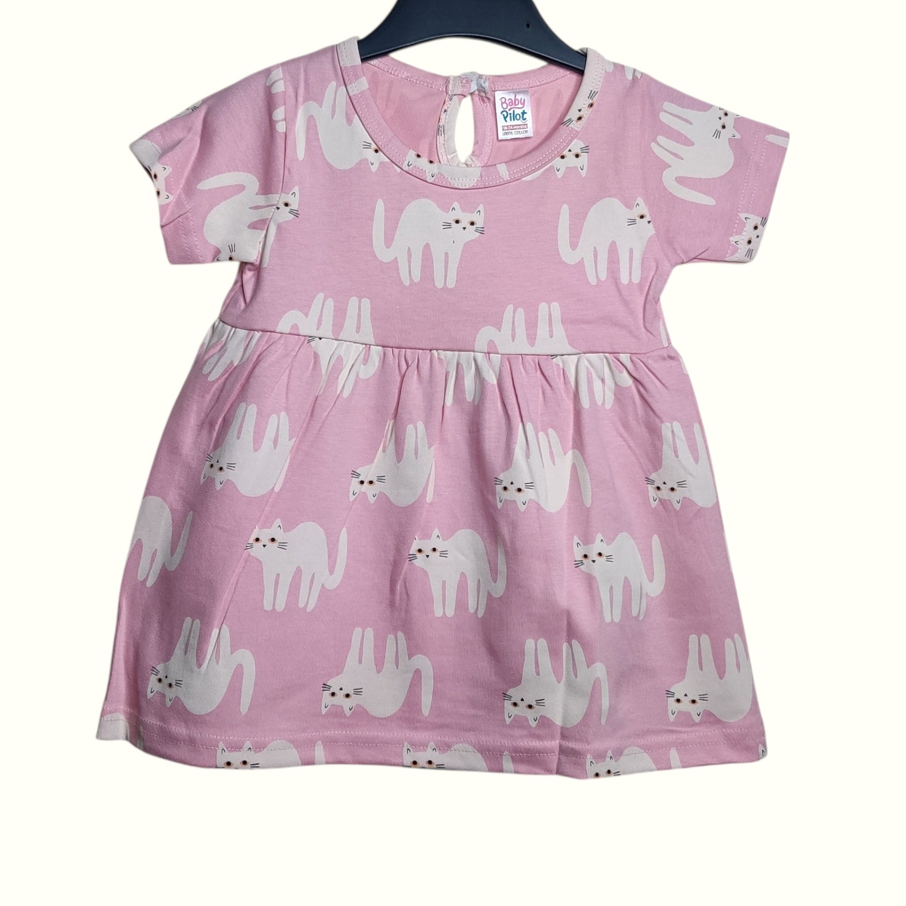 Cotton candy pink baby frock back view