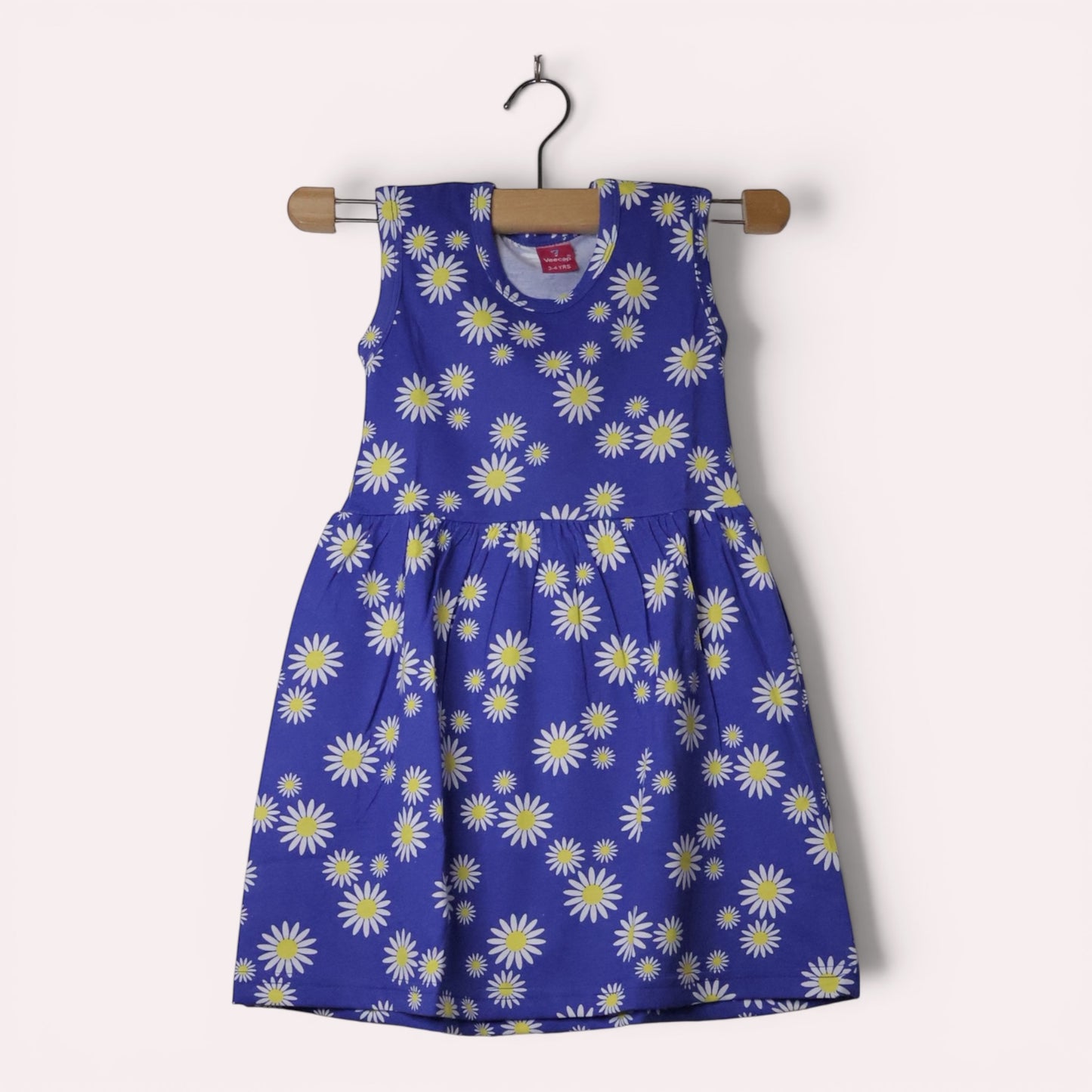 Indigo Blue soft cotton baby frock with daisy floral print