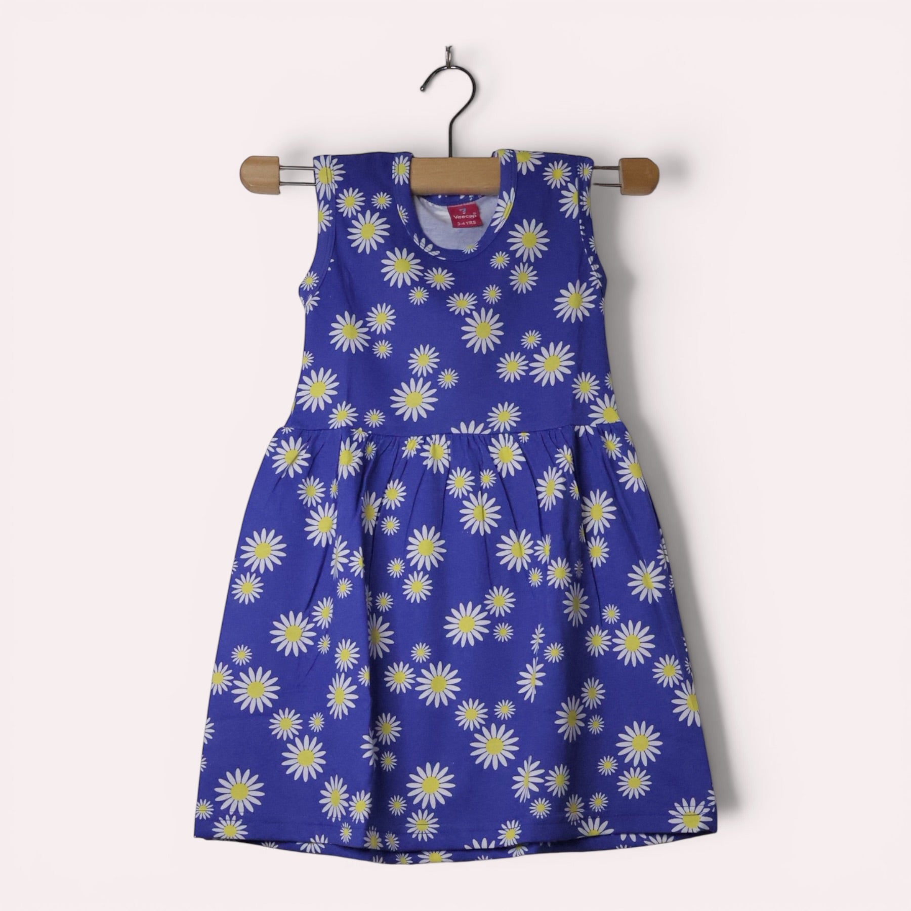 Indigo Blue soft cotton baby frock with daisy floral print