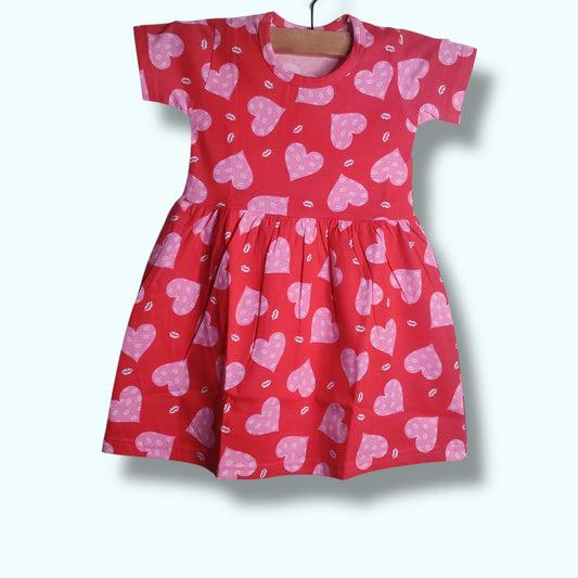 Ruby rose baby frock with pink heart print