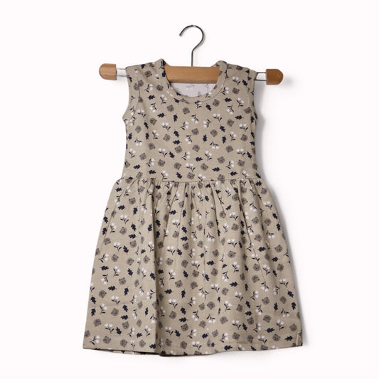 Soft Olive soft cotton baby frock with delicate floral print