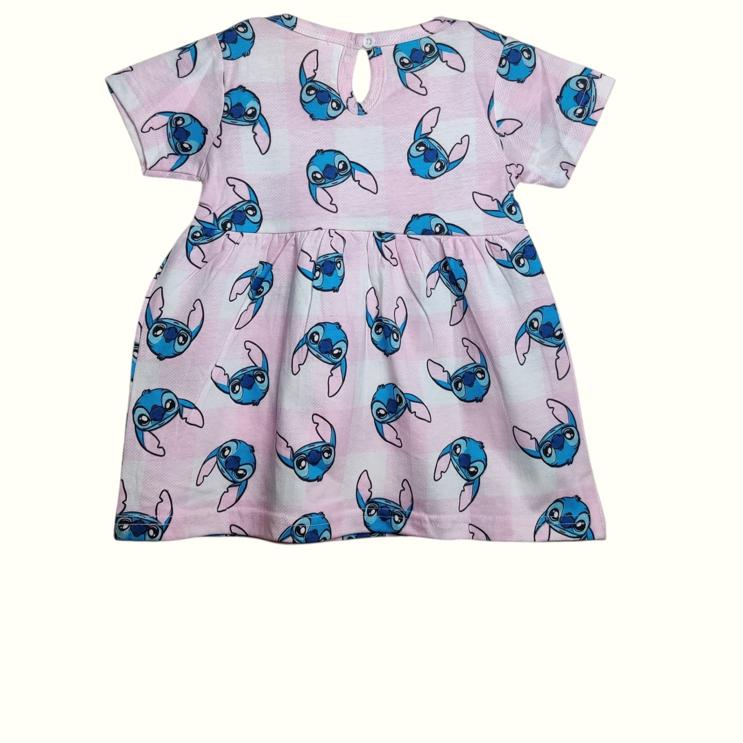 White and pink baby frock back view