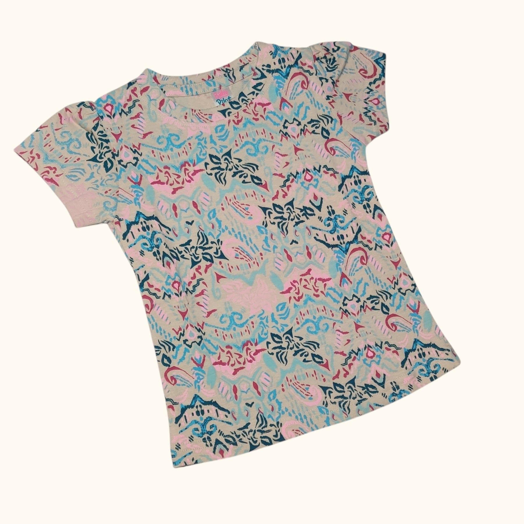 Baby girl abstract print cotton t-shirt