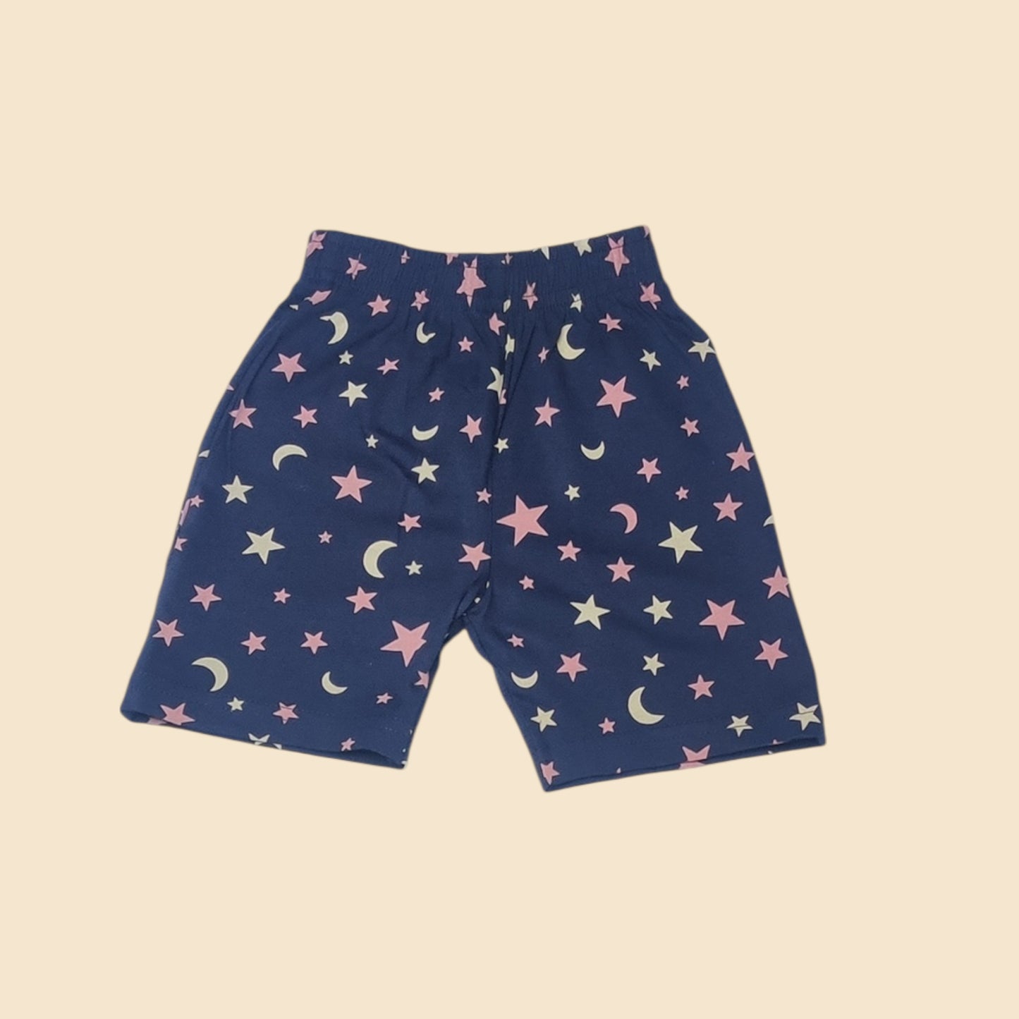 Baby girl cotton shorts with star and moon print