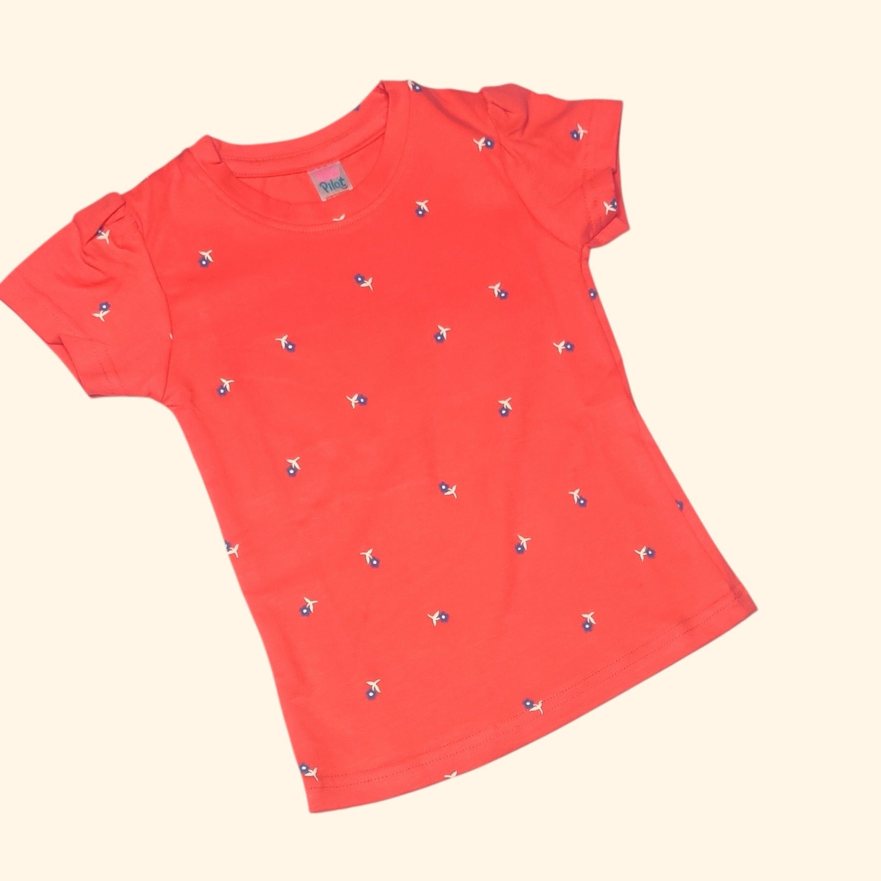 Baby girl cotton t-shirt with colorful ditsy print