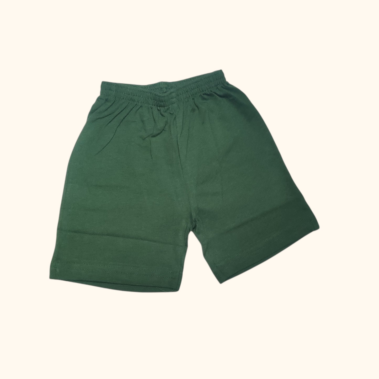 Baby girl green cotton shorts with elastic waist