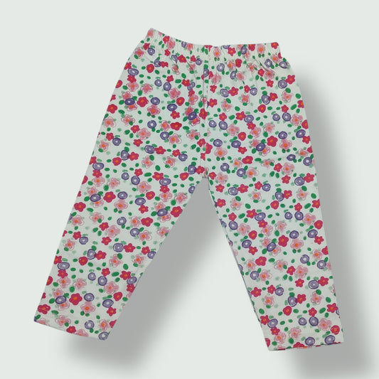 Multicolor cotton baby pant with colourful floral print front view