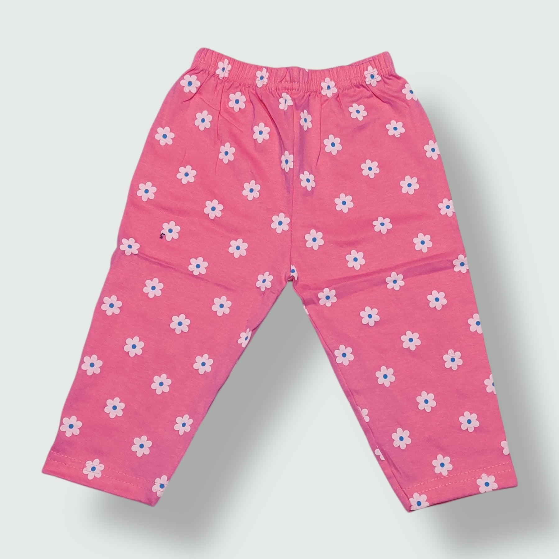 Coral rose cotton baby pant with floral print front view