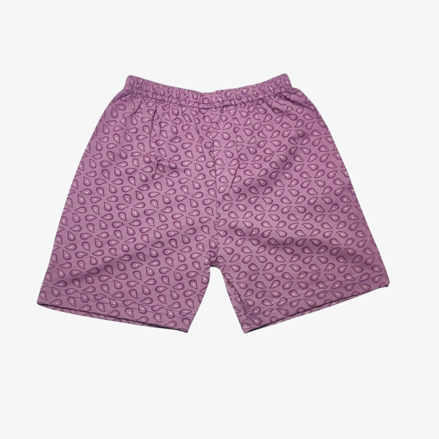 Dusty lavender baby shorts with printed pattern