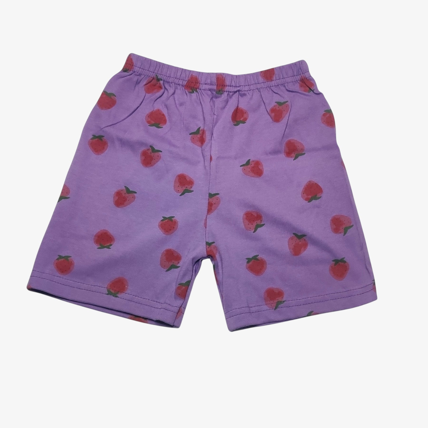 Heather purple baby shorts with cherry printed pattern