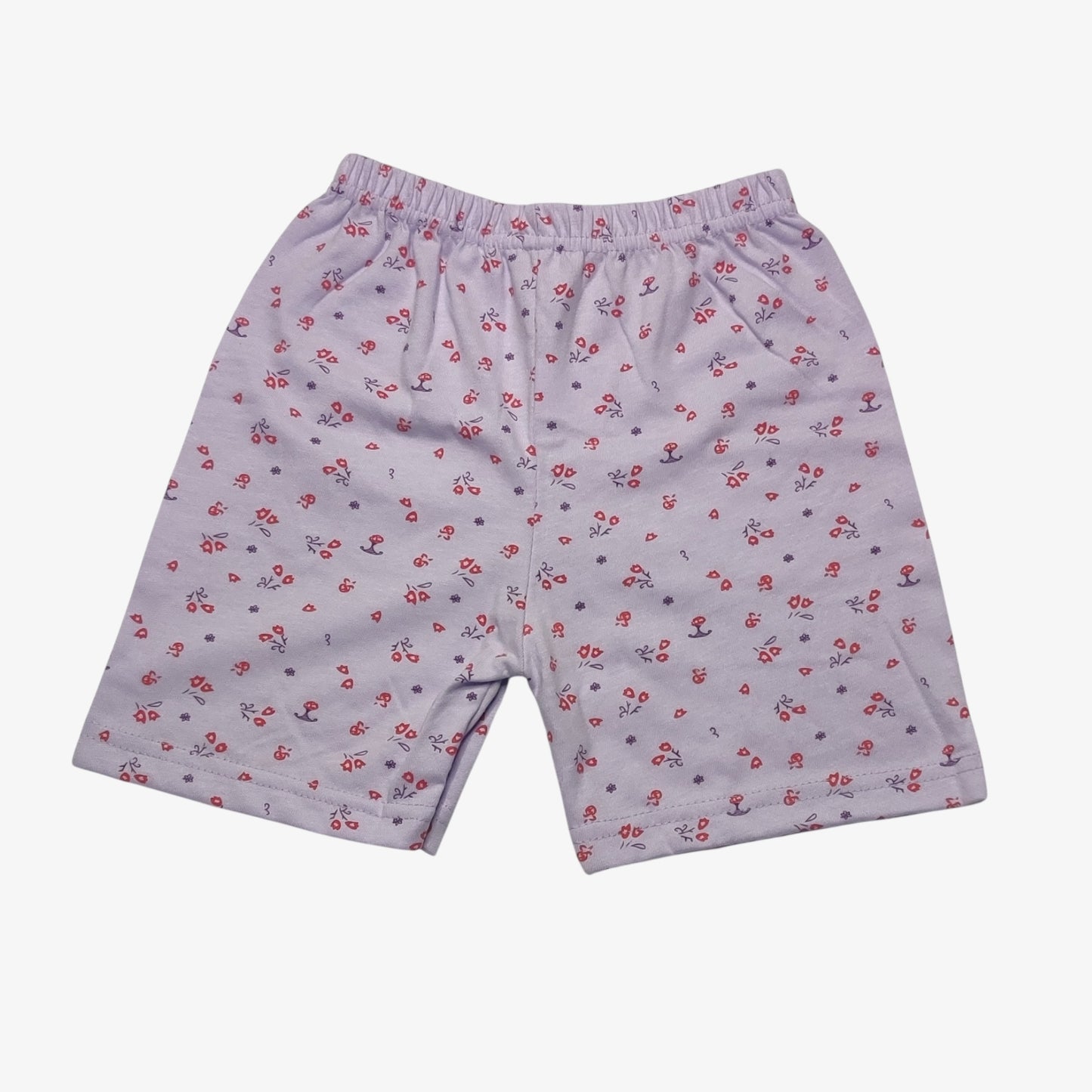 Lavender bloom baby shorts with printed floral design