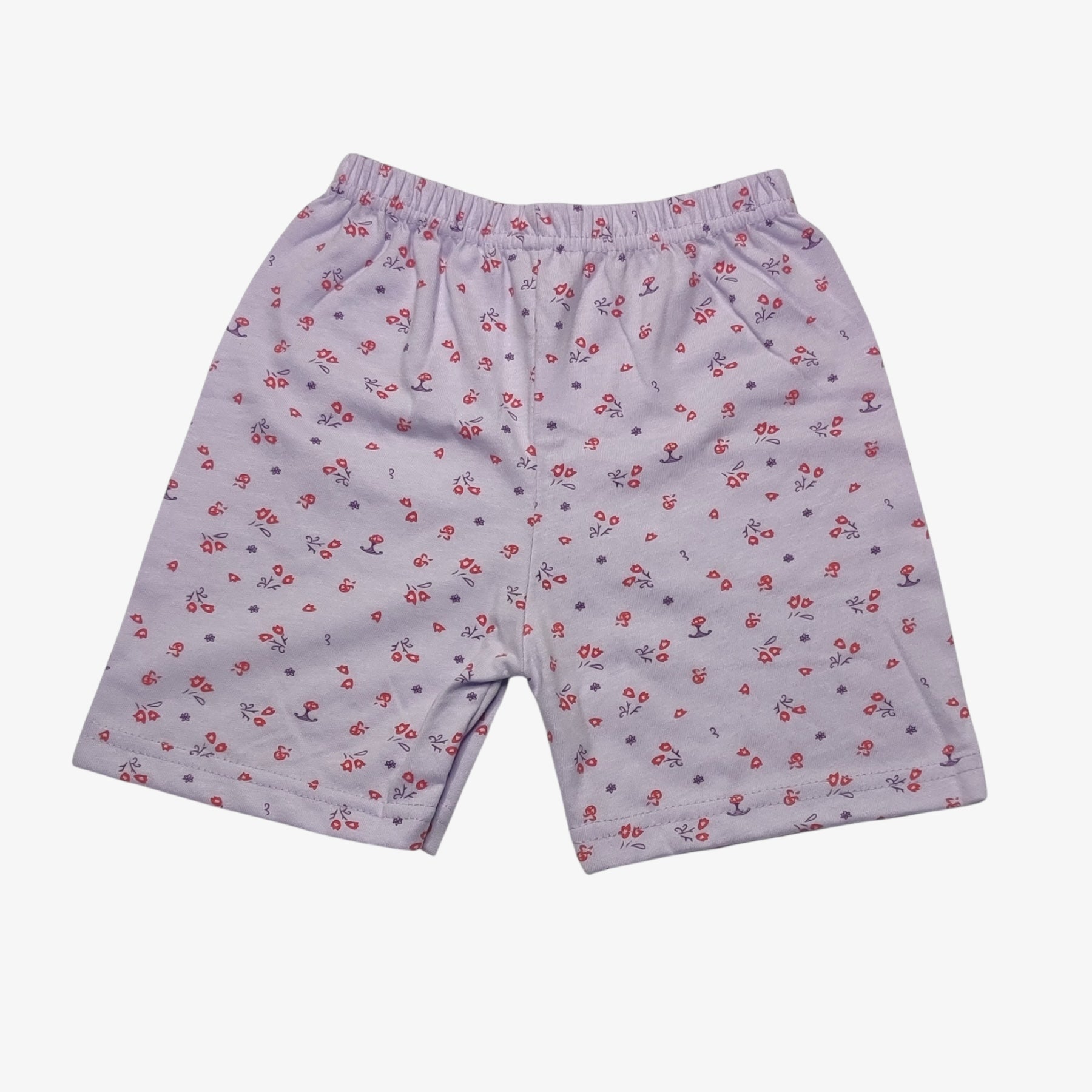 Lavender bloom baby shorts with printed floral design