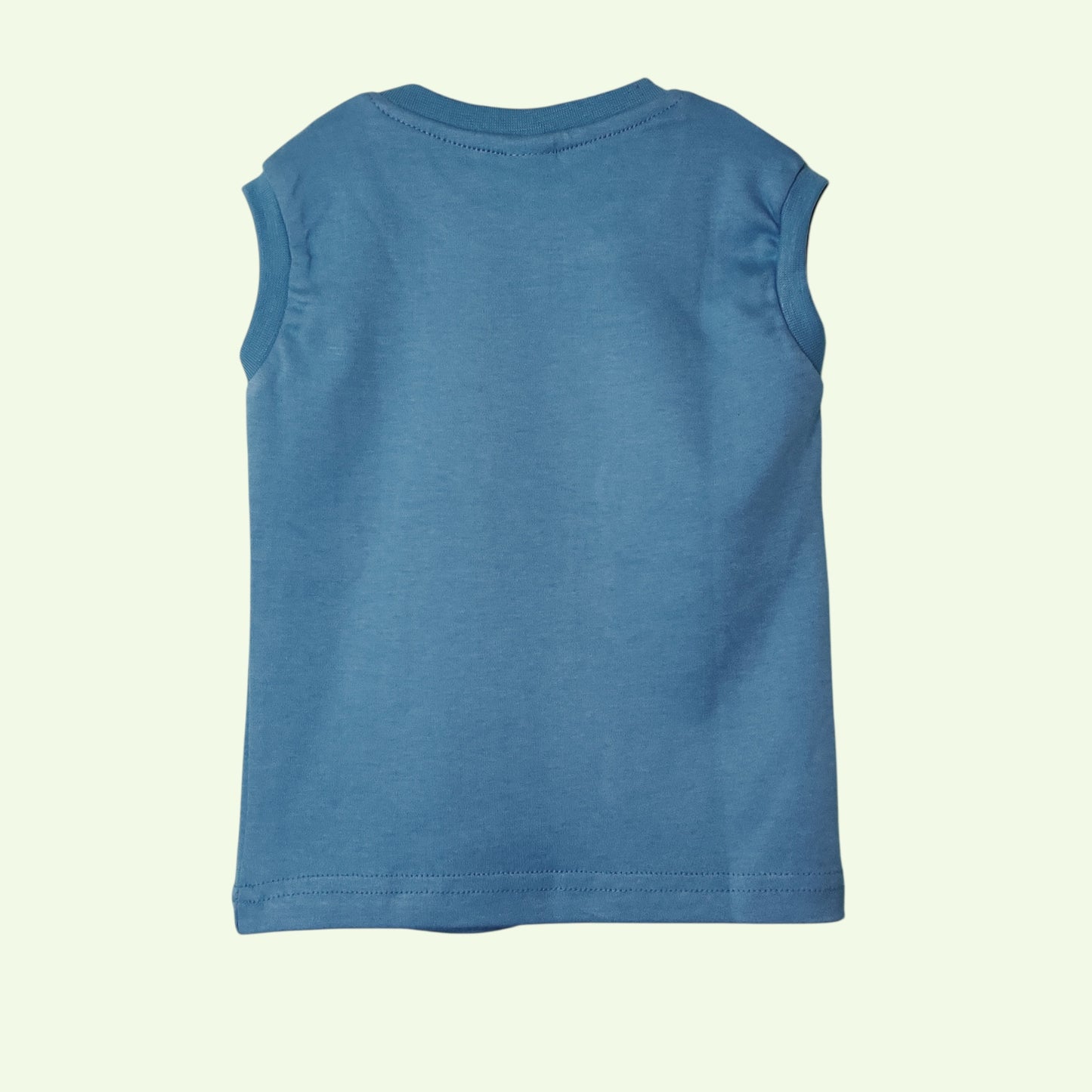 Denim blue baby sleeveless t-shirt back view