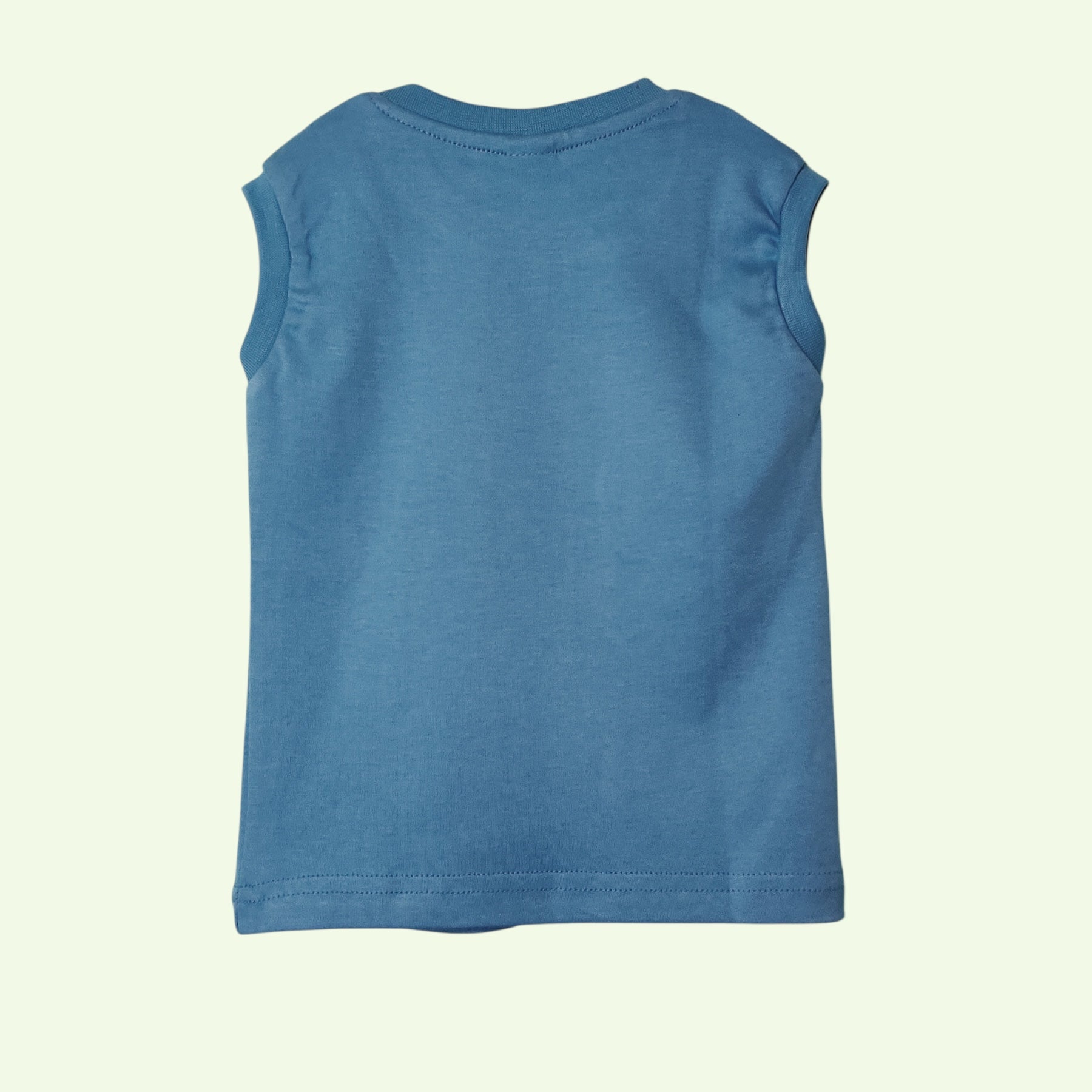 Denim blue baby sleeveless t-shirt back view