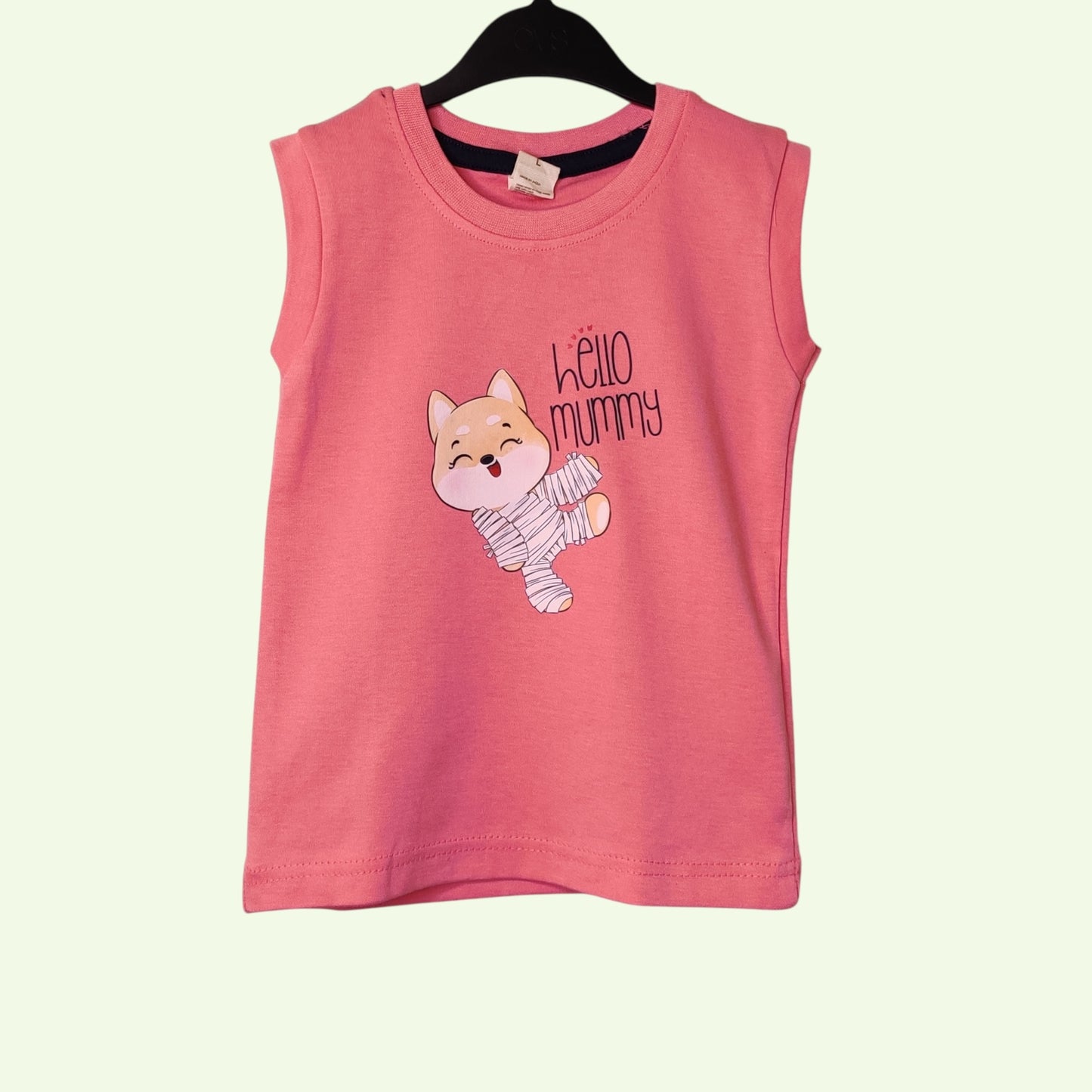 Blush pink baby t-shirt with printed dog design