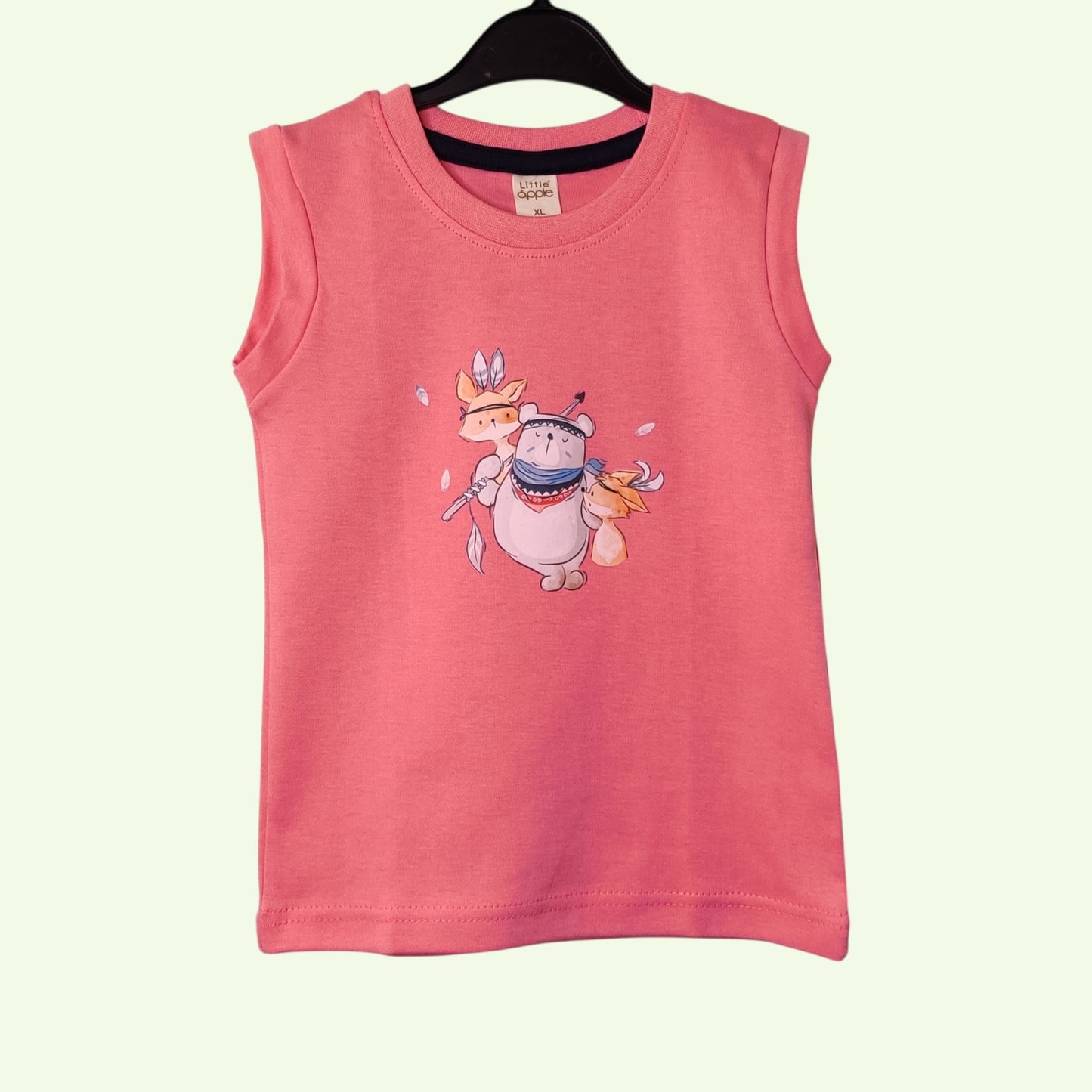 Blush pink baby t-shirt with printed tribal animal design