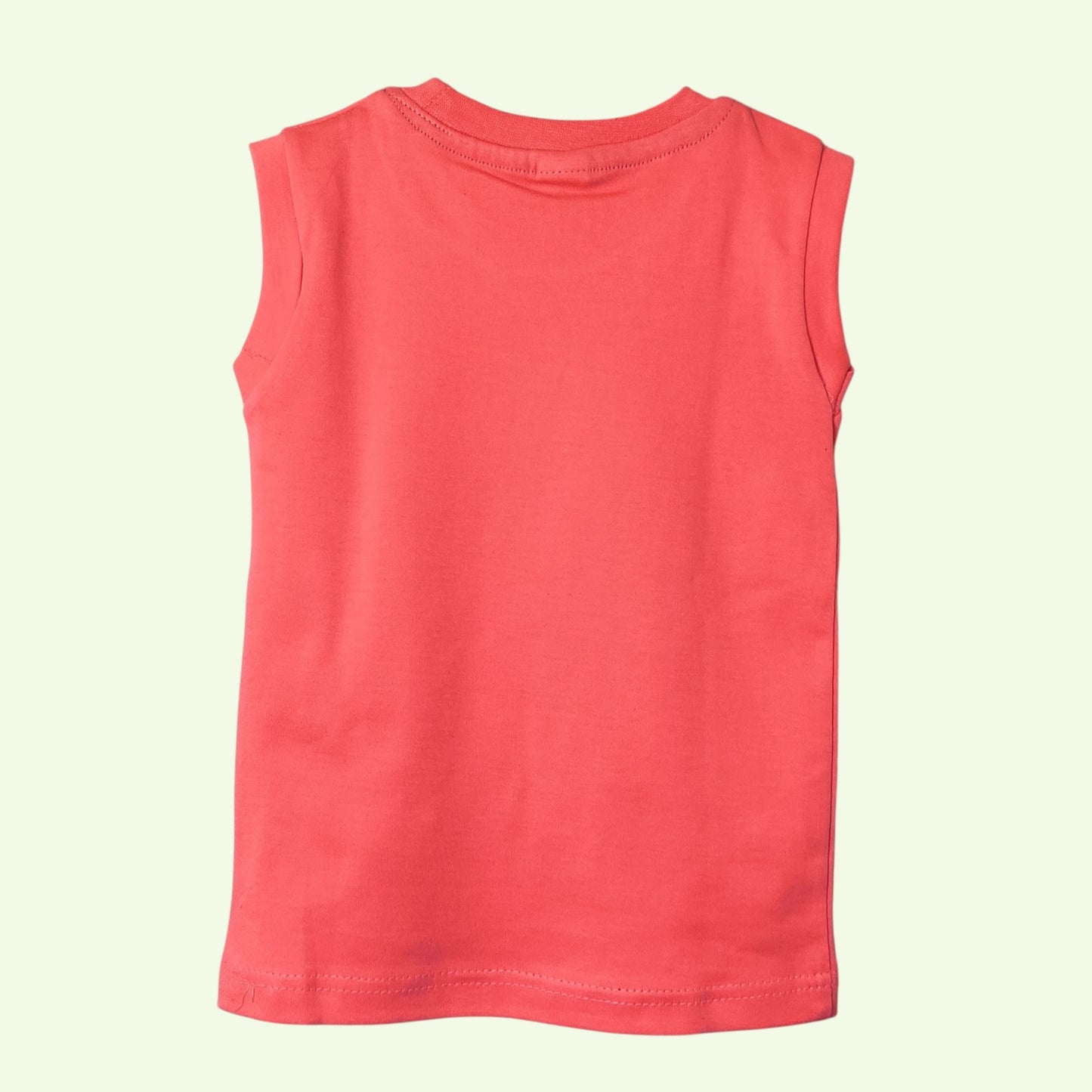 Coral red baby sleeveless t-shirt back view