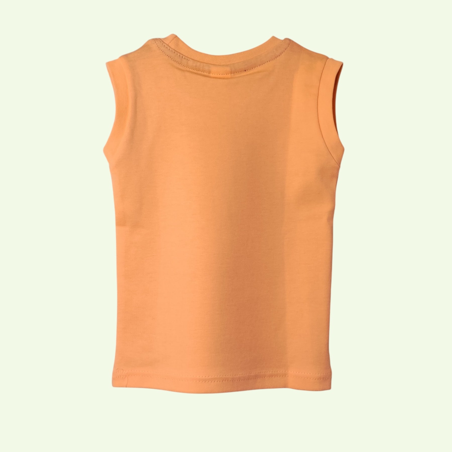 Fluorescent orange baby sleeveless t-shirt back view