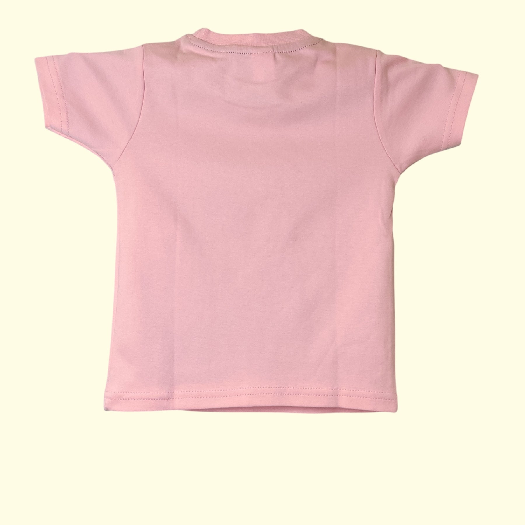 Back view of pastel pink soft cotton baby t-shirt