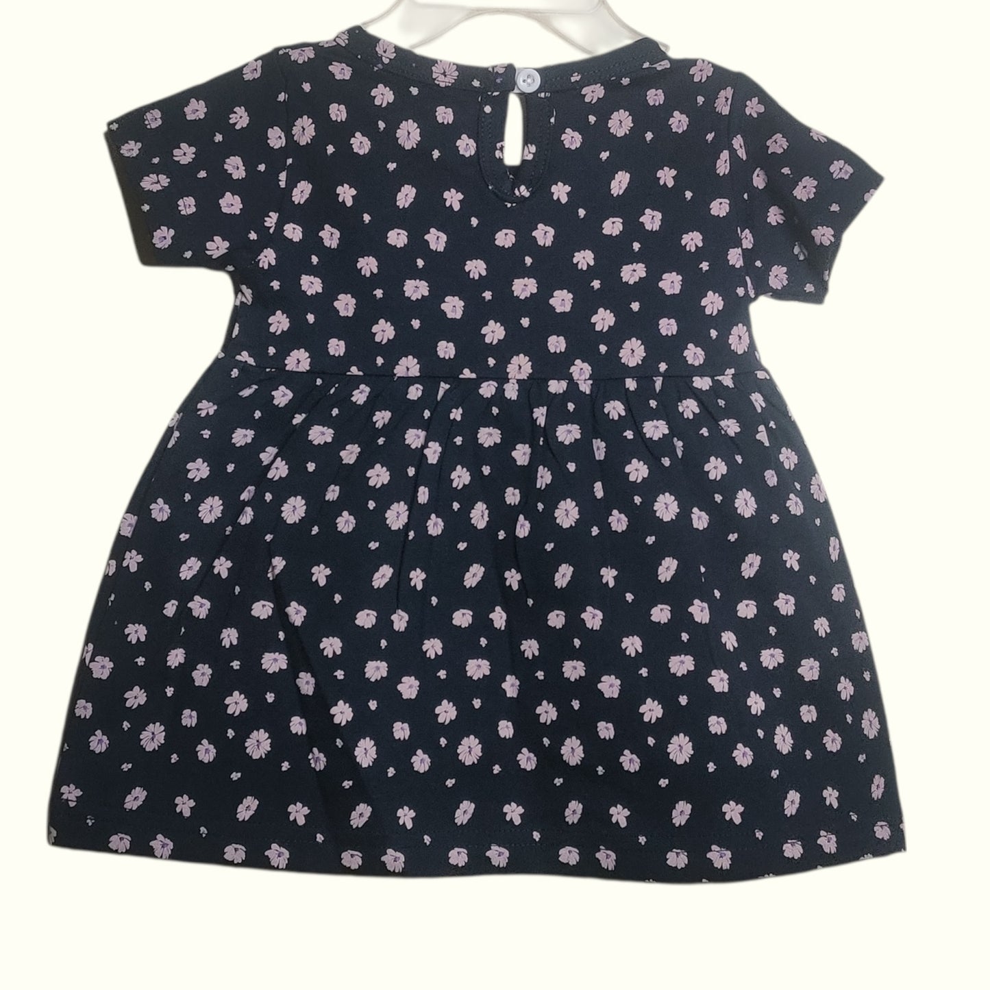 Navy cotton printed baby frock back view