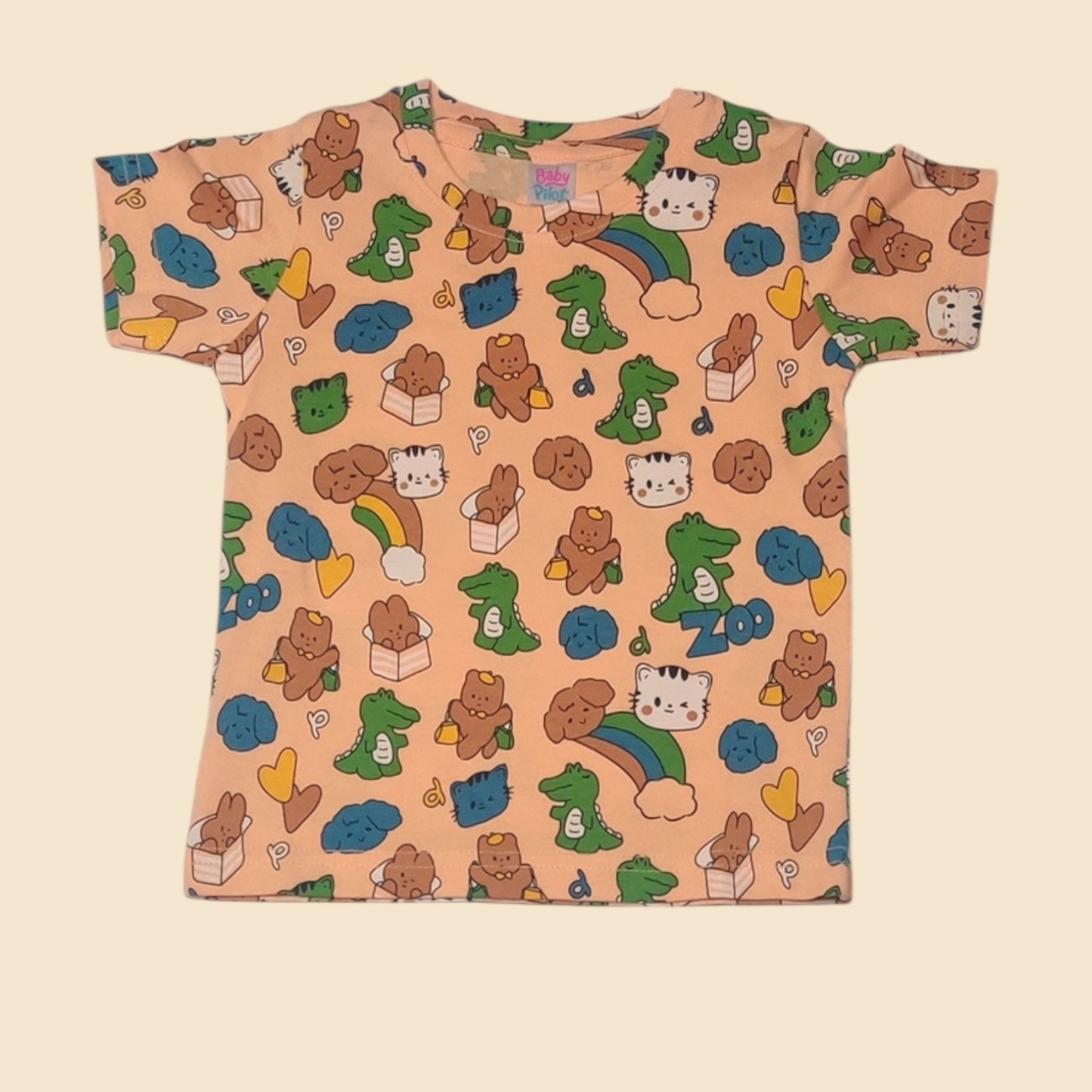 Peach Animal Printed T-Shirt