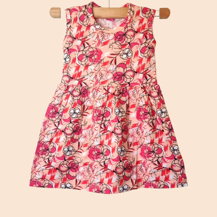 Girl baby pink floral printed frock