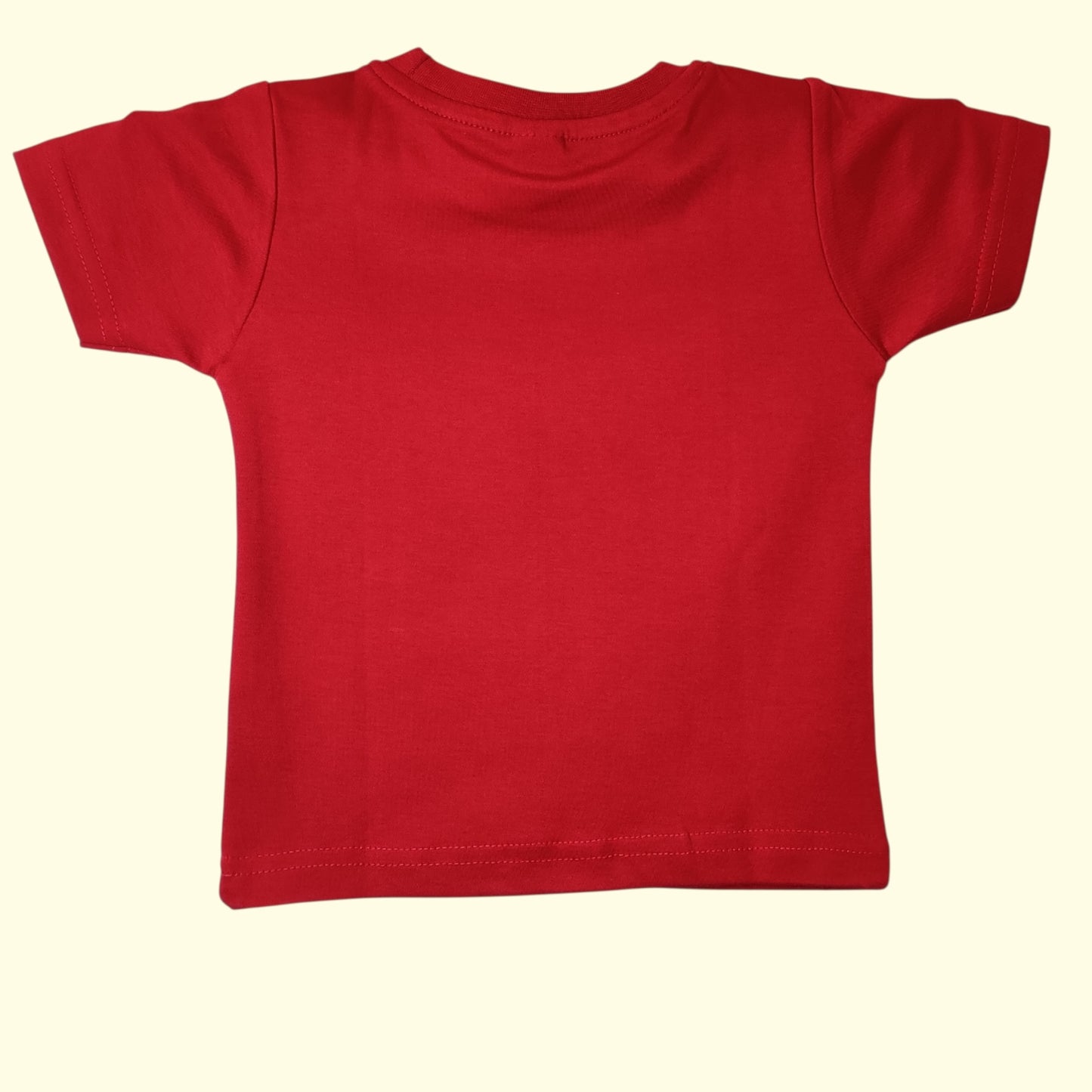 Back view of red baby t-shirt
