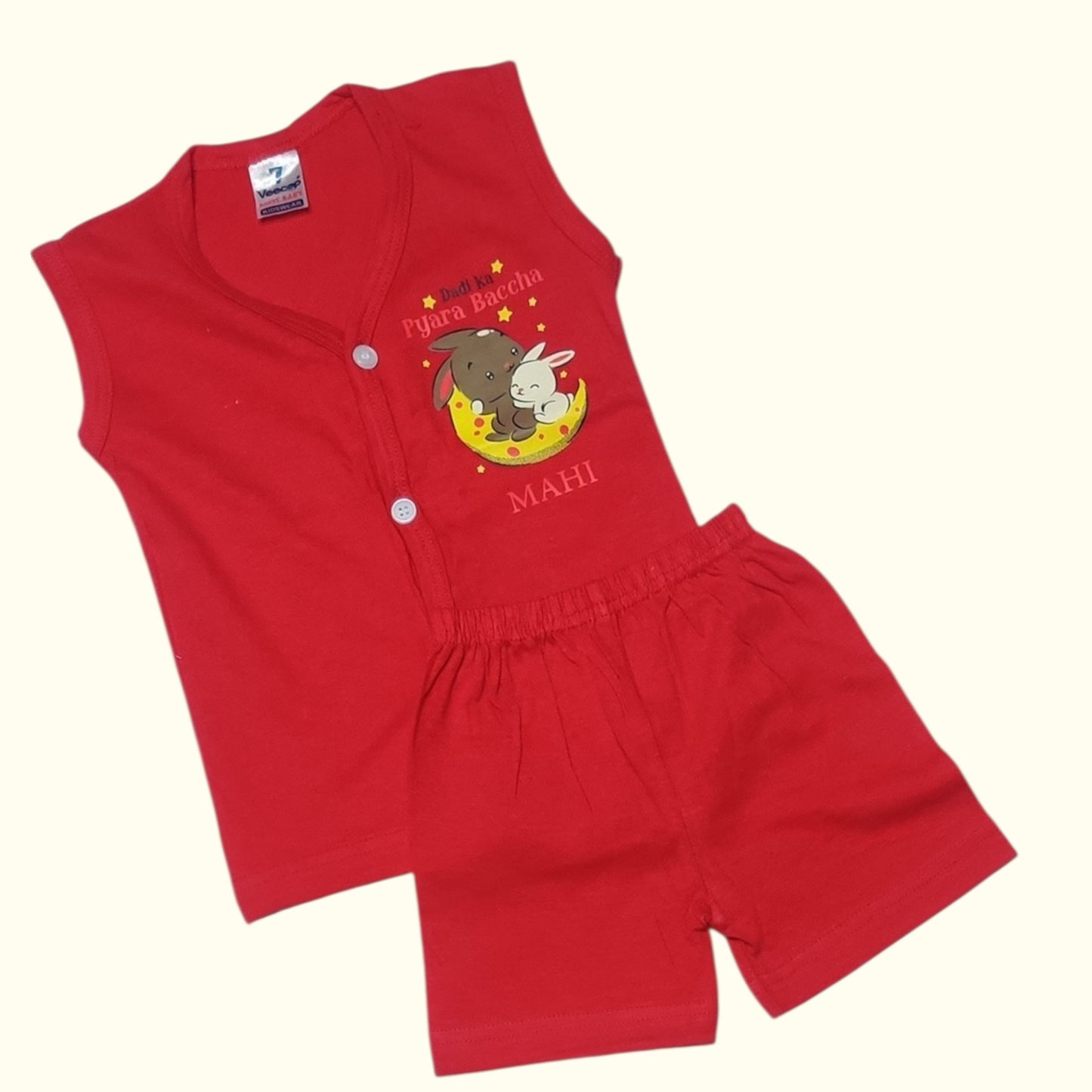 Cherry pop baby set with printed bunny