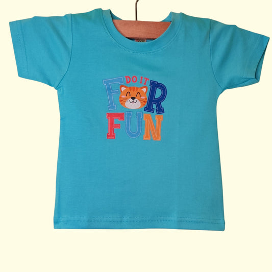 Soft cotton baby t-shirt in sky blue - front