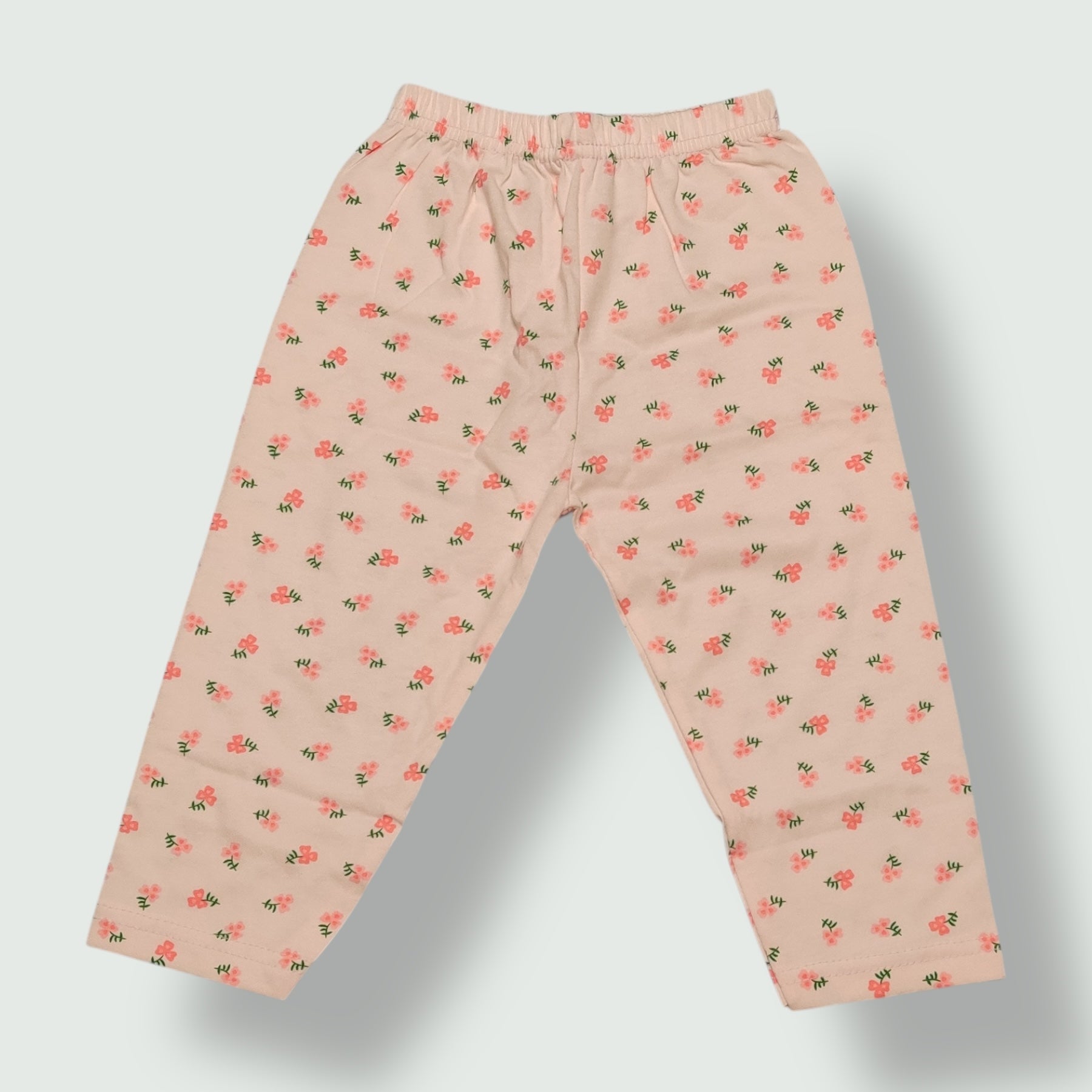 Warm cream baby pant with floral print front view